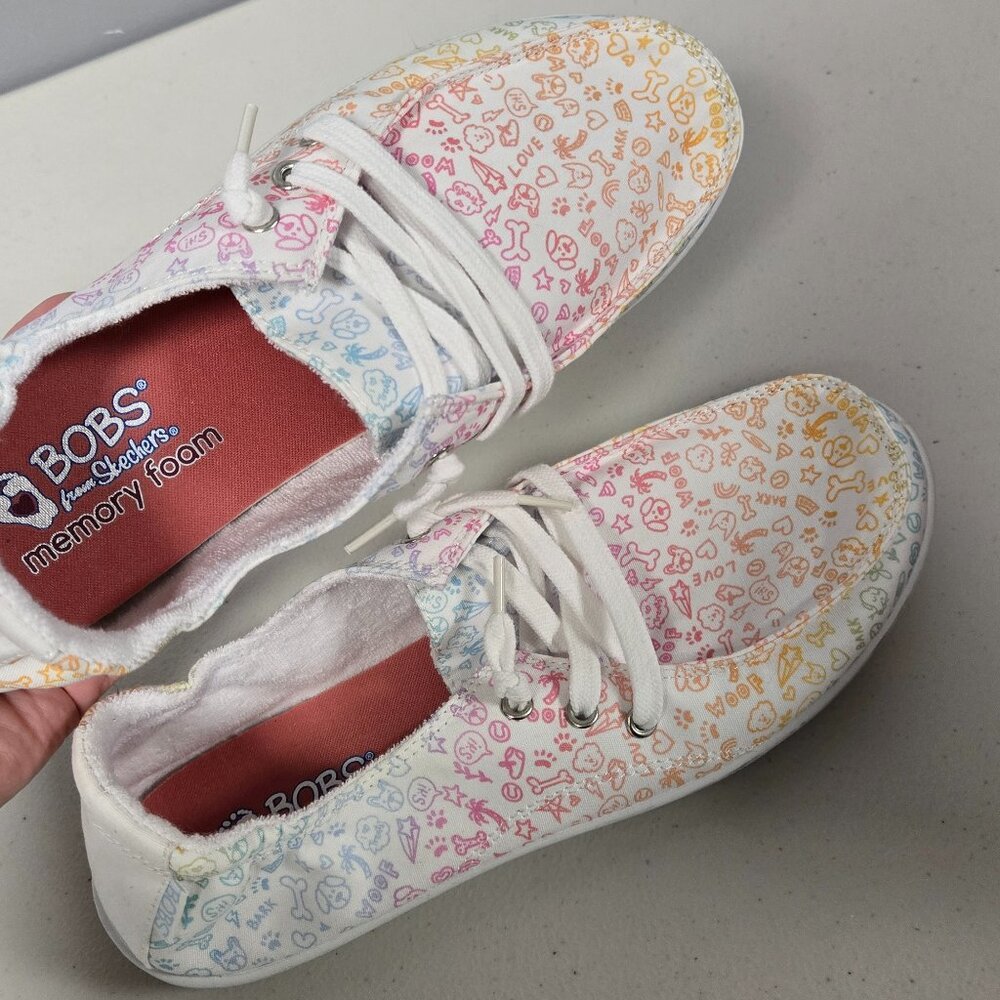 Skechers  (Bob's) Dogs Colorful Slip-On Shoes with White Laces size 9